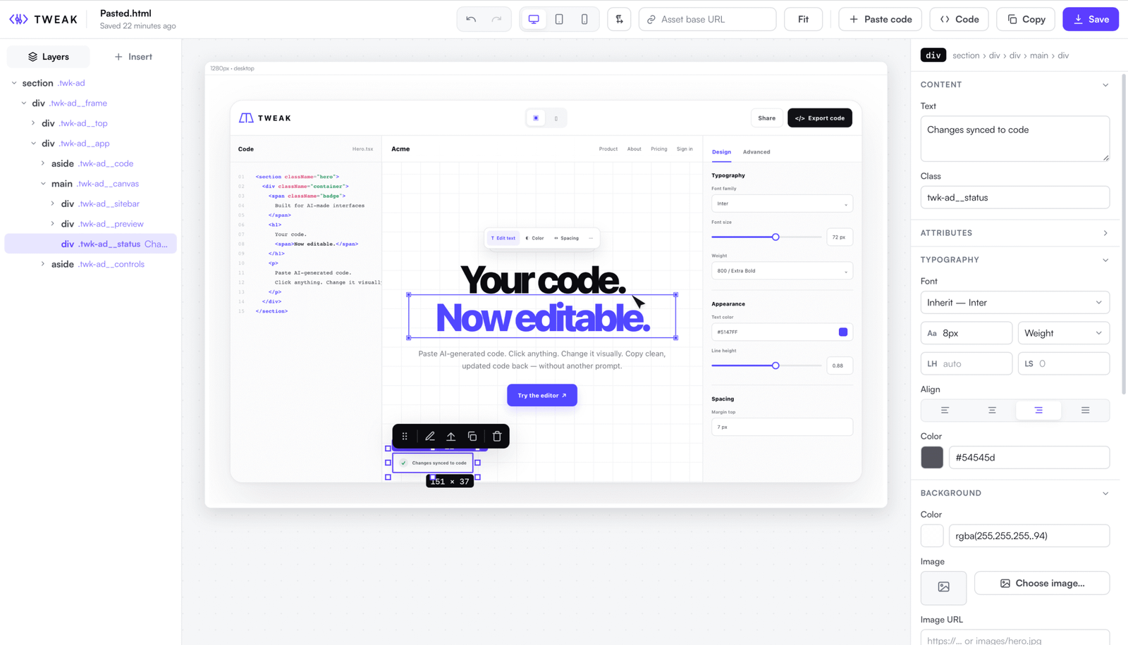 TWEAK desktop app